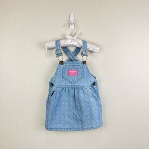 Vintage OshKosh B'gosh Blue Floral Jumper Dress 18 Months USA